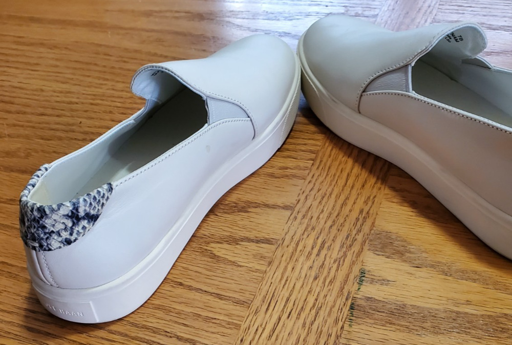 Cole Haan GrandPro Spectator Slip On Sneakers Ivory Leather Womens Shoes